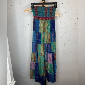 Boho SILK Patchwork Dress